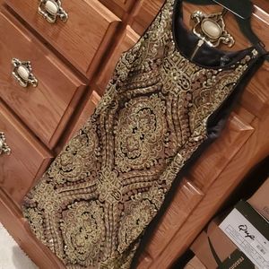 XOXO sleeveless gold sequin party dress